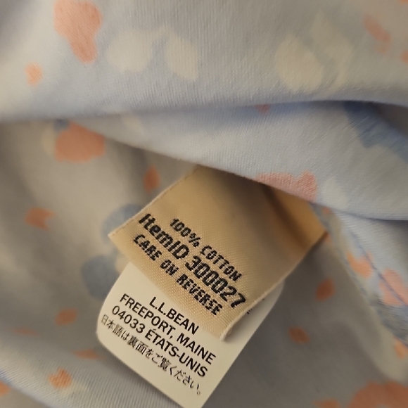 L.L. Bean Light Blue Floral Shirt with Orange and Navy Accents. Size M. - Picture 8 of 9